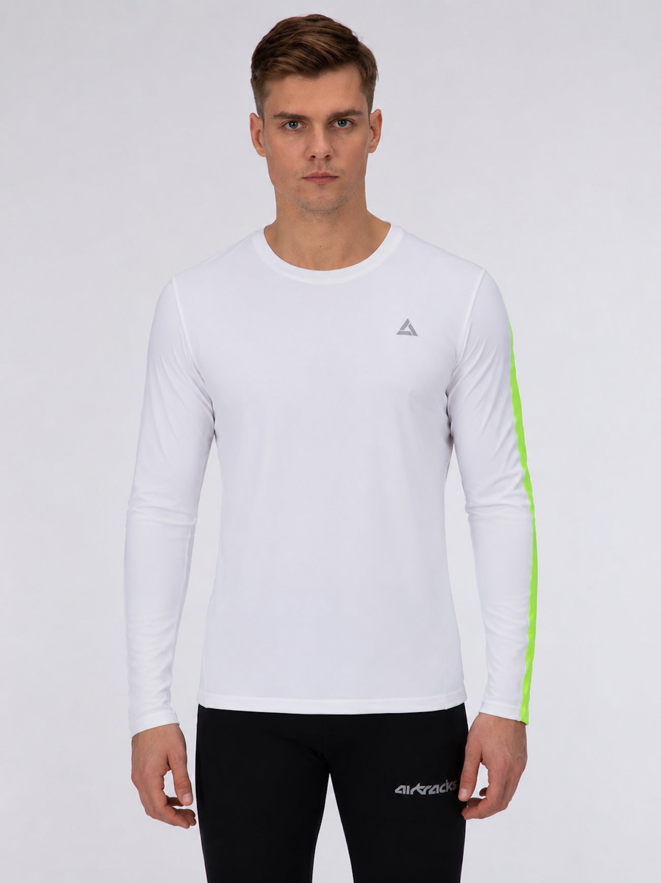Chemise de course fonctionnelle pour hommes longs par ligne néon blanc