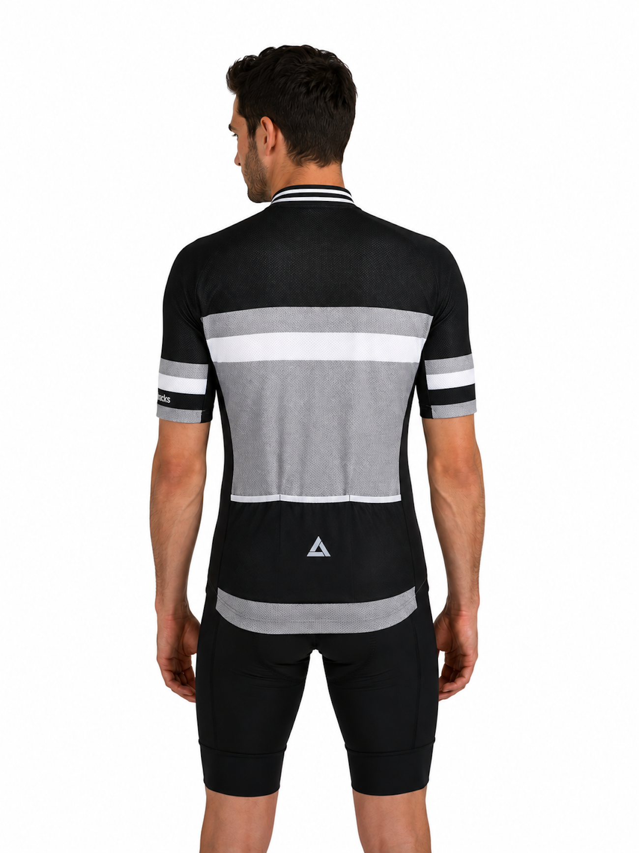 Herenfiets jersey korte arm per lijn III zwart en grijs