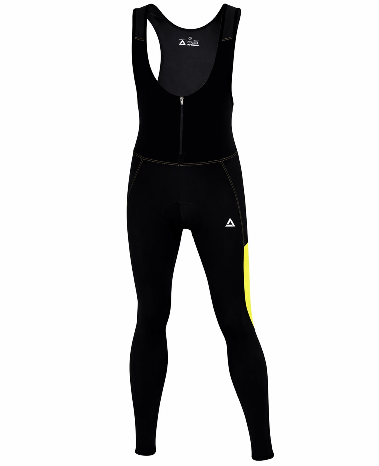 Herren Winter Fahrradhose Lang mit Trägern Pro Line - Fleece Thermoradhose Schwarz-Neon